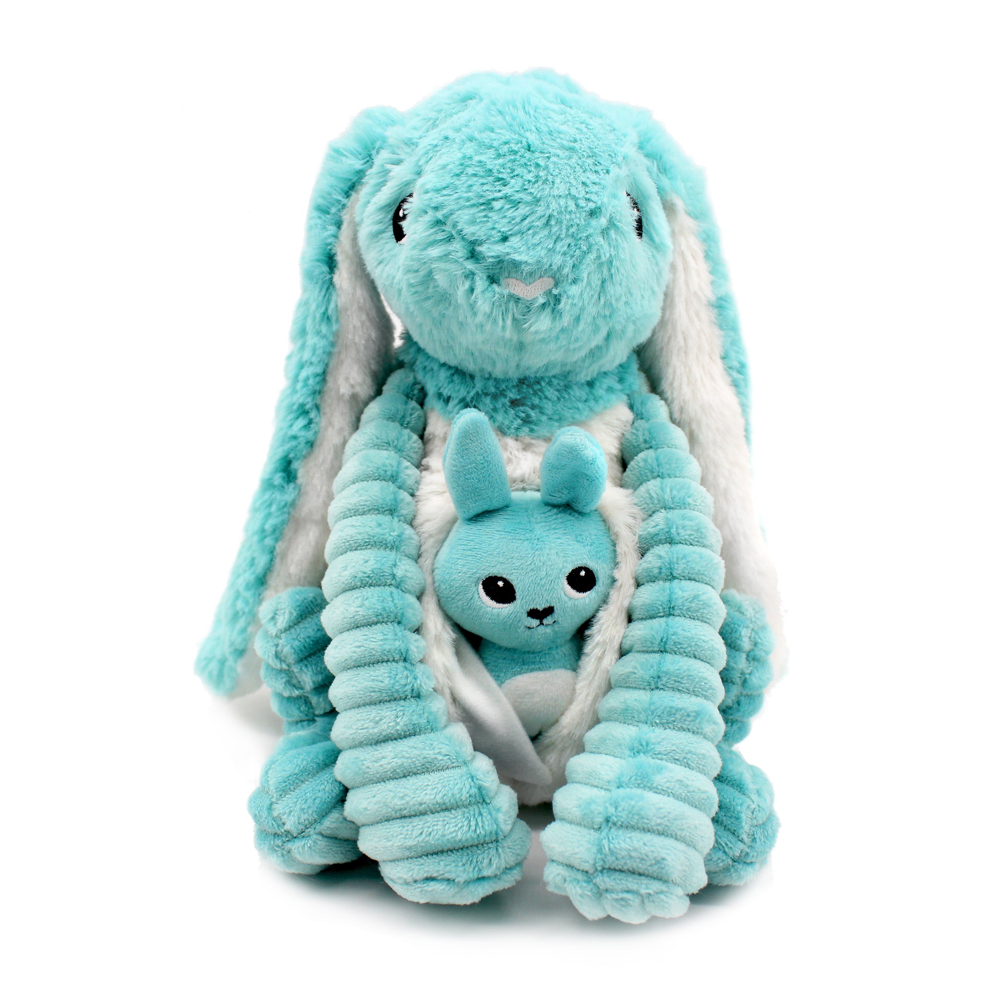 Les Deglingos Ptipotos Toudou Coniglio Peluche Mamma Bebè Blu Aqua