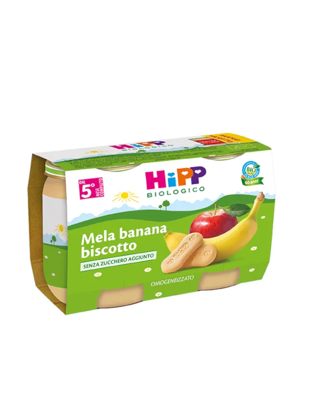 HiPP Omogeneizzato Mela Banana Biscotto 2x125 g BIO