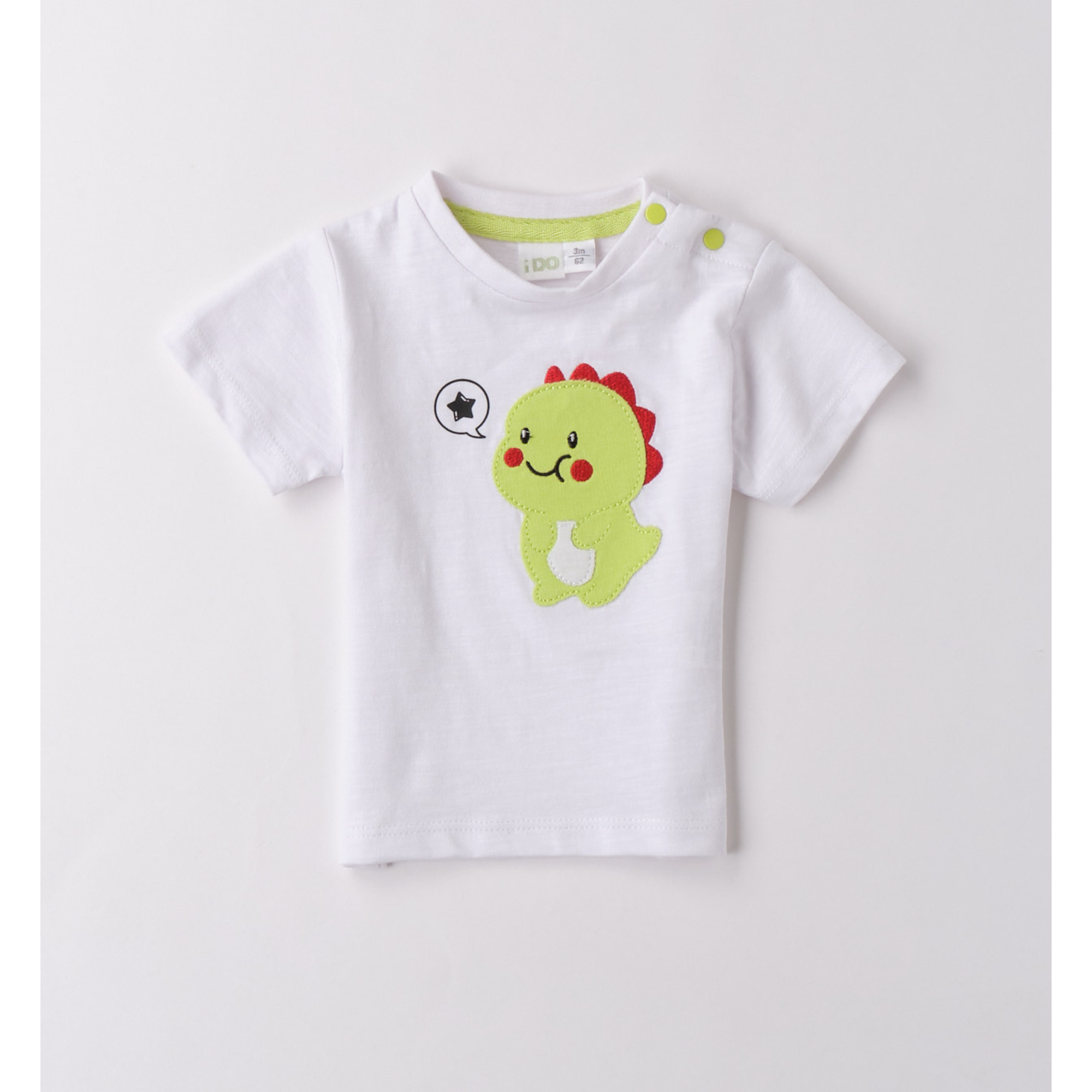 iDO t-shirt bimbo bianca dino maniche corte cotone