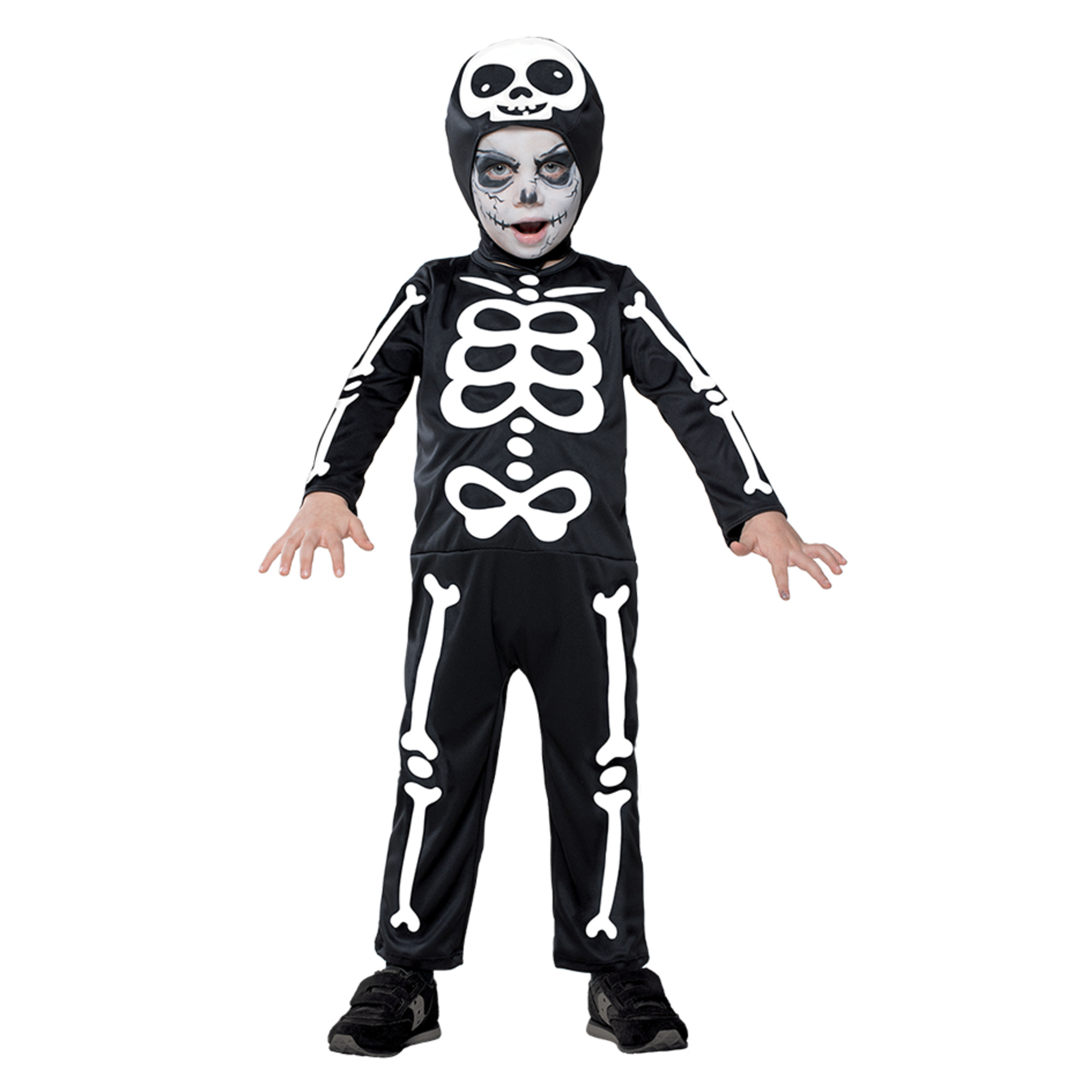 Costume Halloween scheletrino baby 1-2 anni tuta e cuffia
