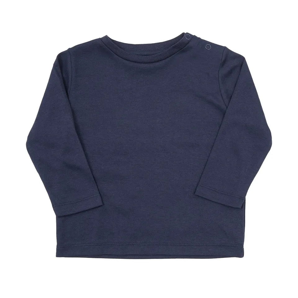 T-Shirt Bimbo Manica Lunga Blu Scuro Jersey