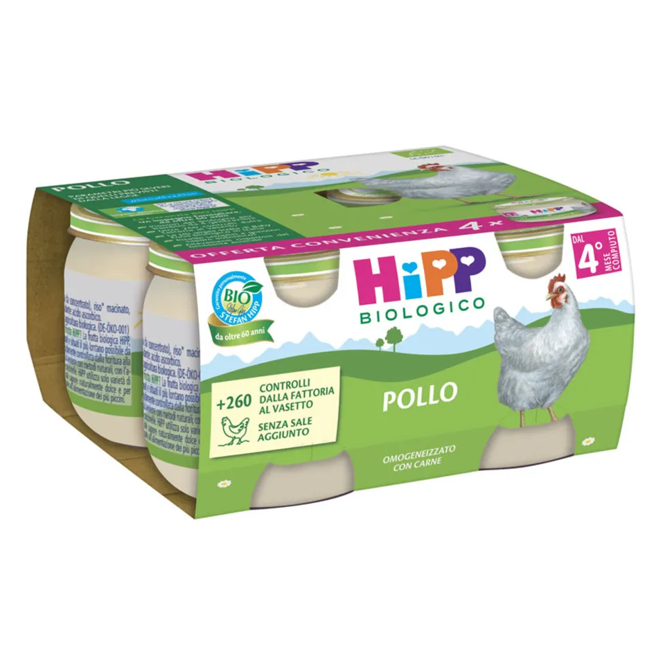 HiPP Biologico omogeneizzato pollo 4x80g senza glutine