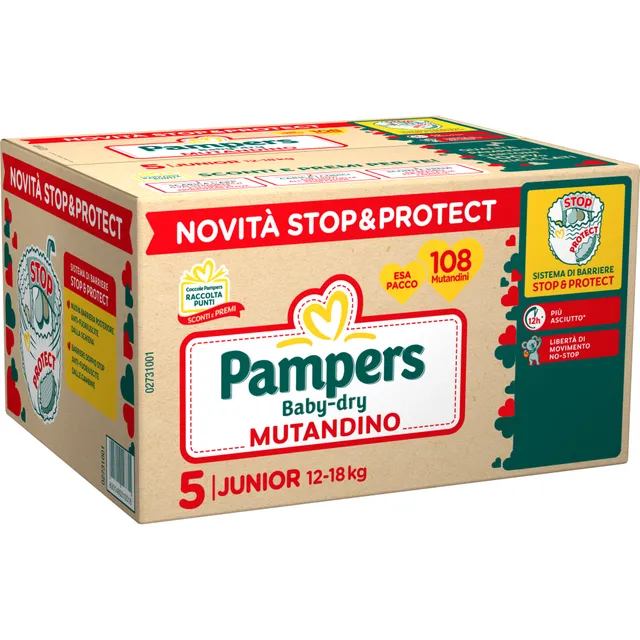 Pampers Baby Dry Mutandino pannolino taglia 5 108 pz 12-18 kg