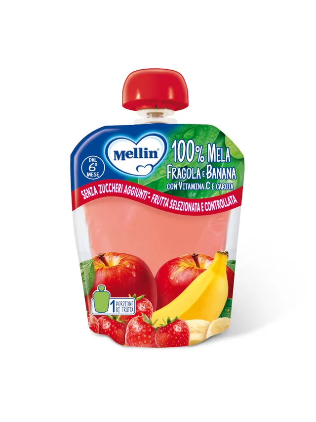Mellin Pouch Mela Fragola Banana 90 g dai 6 Mesi