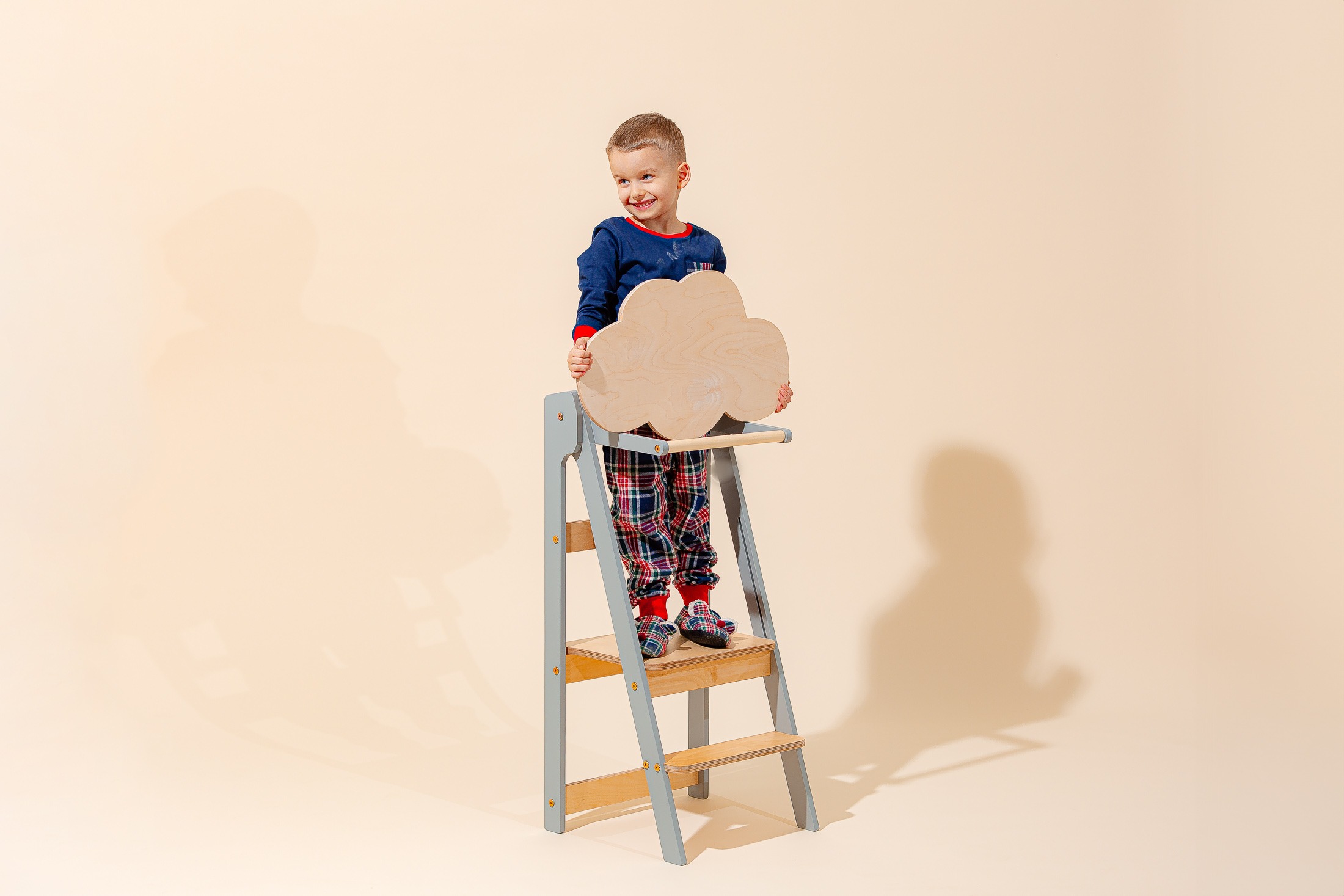 Torre di apprendimento Montessori pieghevole legno grigio