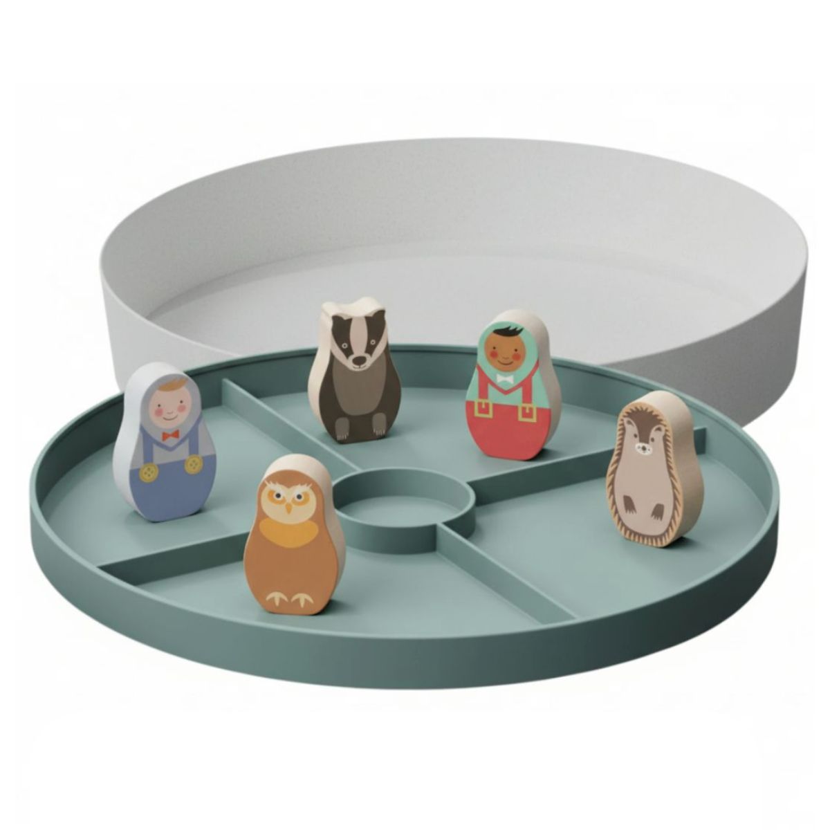 Rosa & Bo Tray Play Set Mondo Piccolo in Legno 12 Personaggi