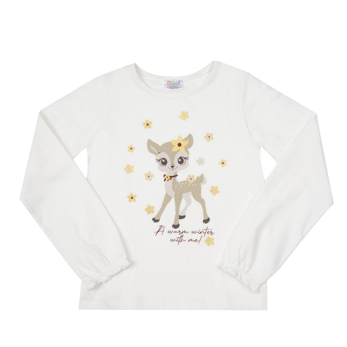 Mawi Maglia Jersey Bimba Manica Lunga Panna Ruches