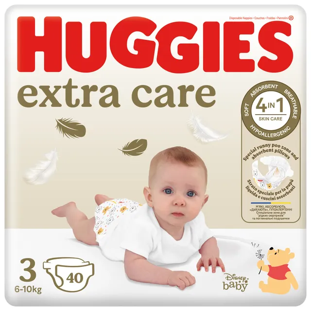 Huggies Extra Care 3 pannolini 6-10 kg 40 pezzi assorbenti