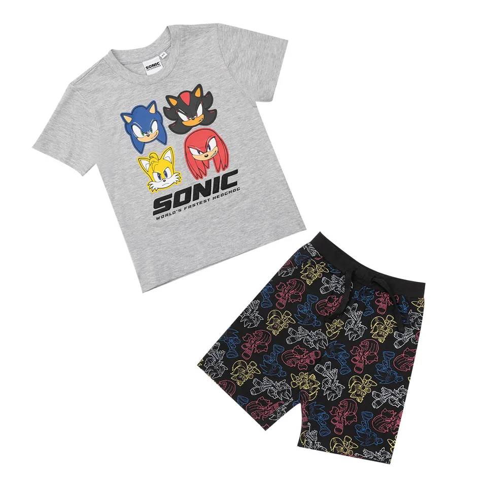 Sonic set t-shirt e short bimbo grigio nero 2 pezzi
