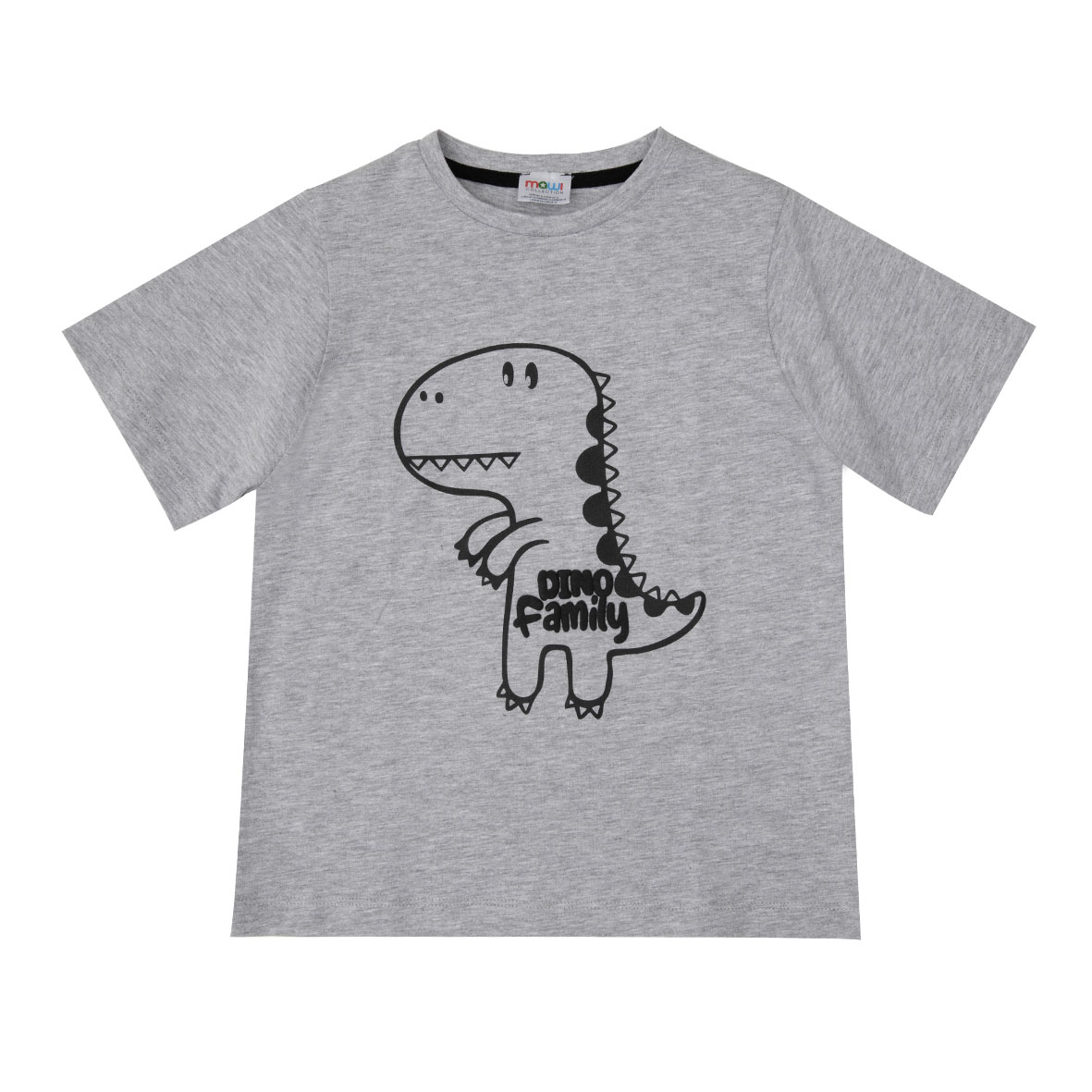 T-Shirt Bimbo Grigia Dino Family Jersey Mezza Manica