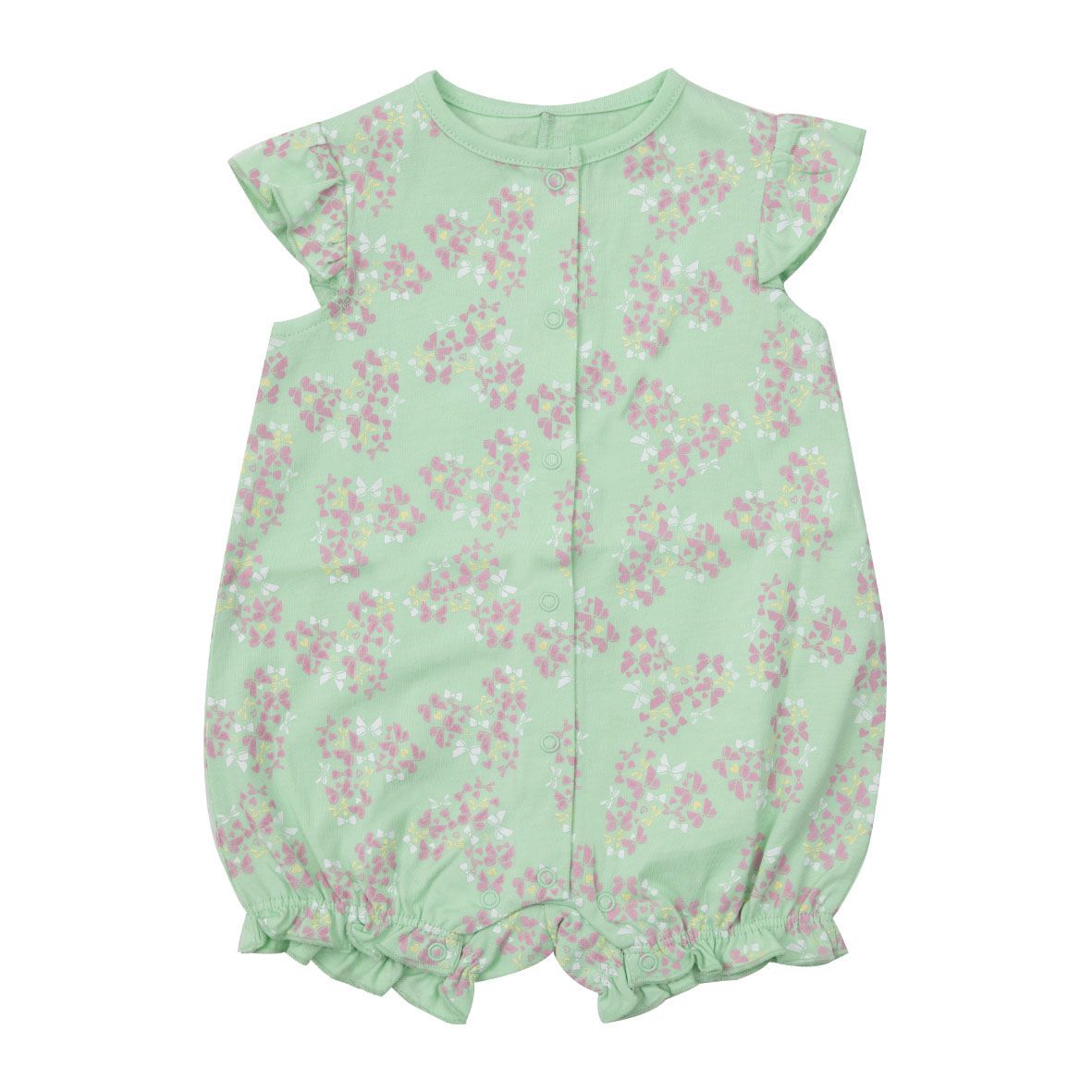 Pagliaccetto jersey bimba verde farfalle apertura completa