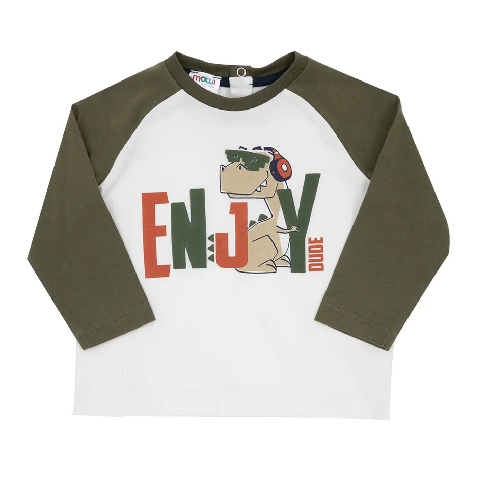 Toys Center Baby t-shirt lunga bimbo raglan bianco verde Dino