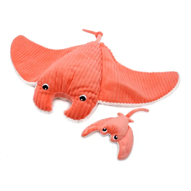 Les Deglingos Ptipotos Mantalou peluche manta corallo 72 cm