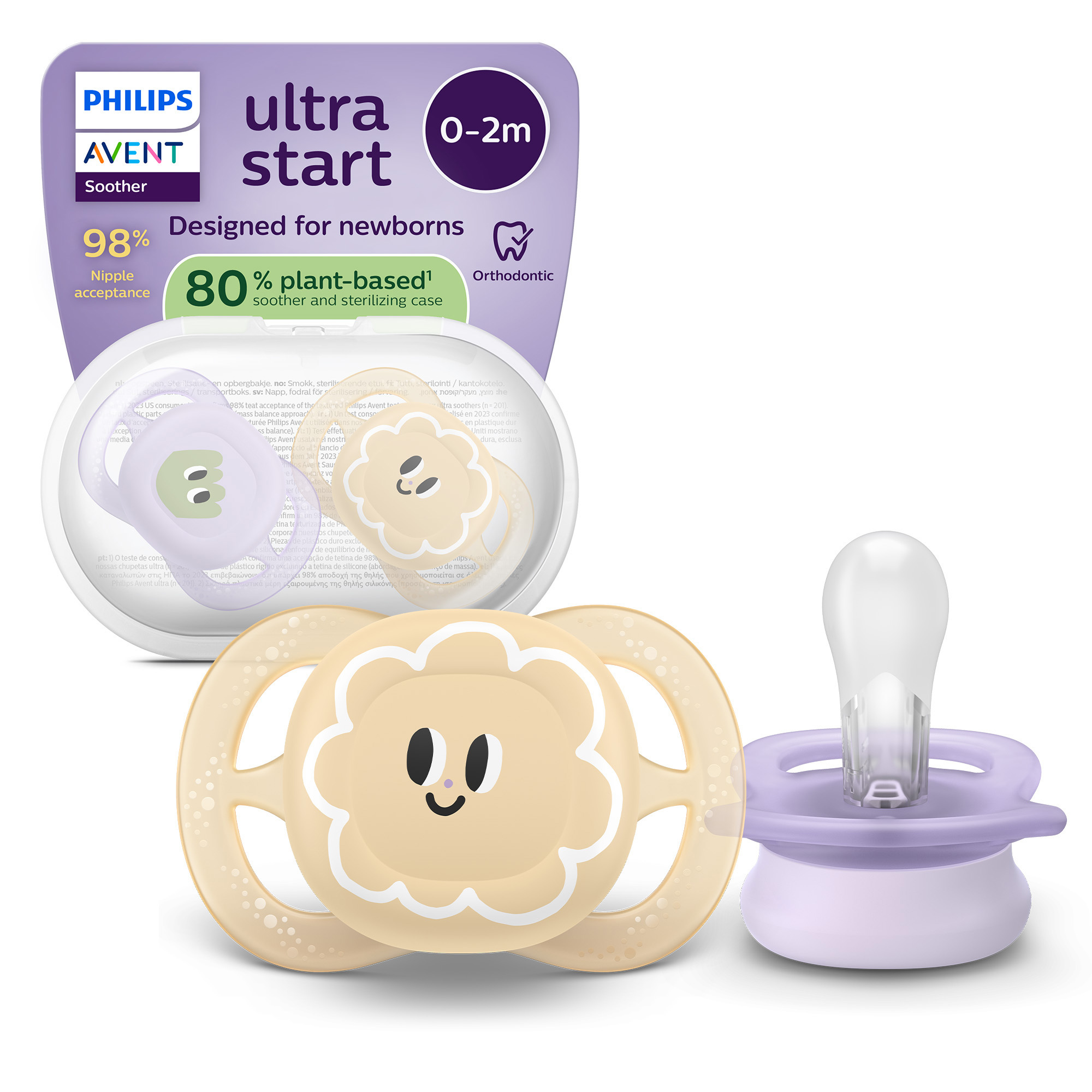 Philips Avent Ultra Start Succhietti 0-2M 2pz Giallo Viola