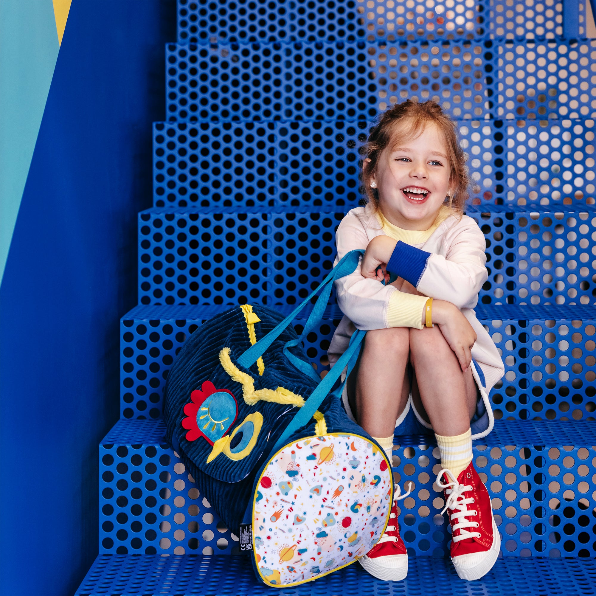 Les Déglingos Astros Borsa Weekend Gufo Blu 48 cm