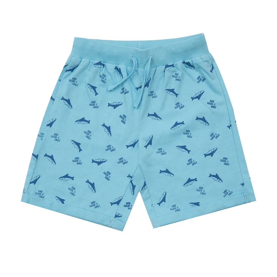 Short bimbo azzurro squalo jersey elastico
