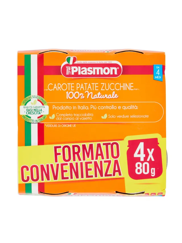 Plasmon Carote Patate Zucchine omogeneizzato 4x80g da 6 mesi
