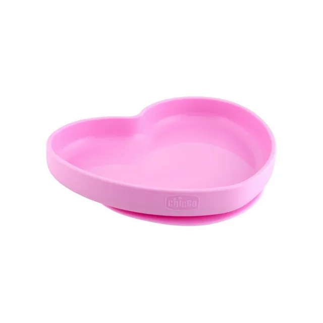 Chicco Piatto Cuore piatto silicone con ventosa rosa 9m+