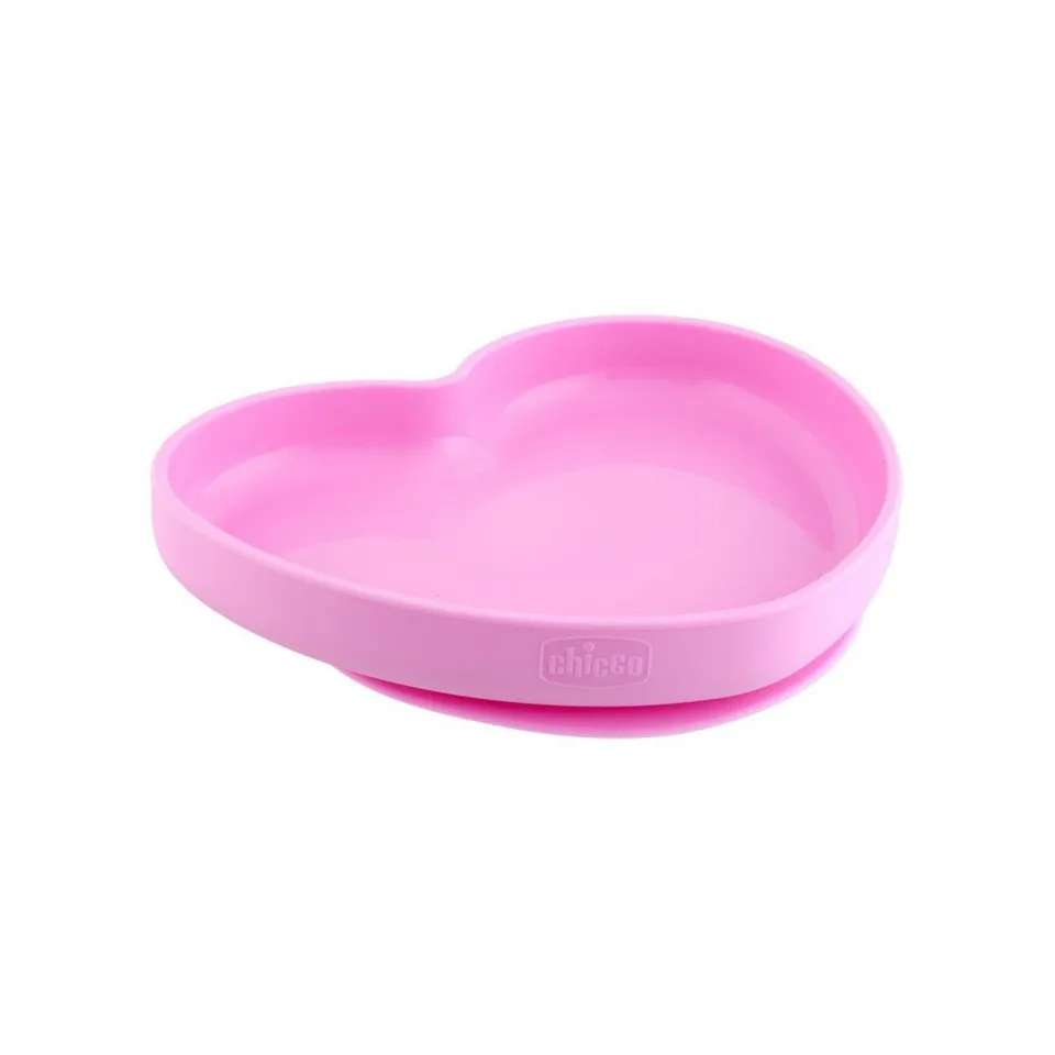 Chicco Piatto Cuore piatto silicone con ventosa rosa 9m+