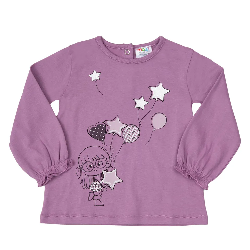 Mawi maglia jersey bimba lilla manica lunga cotone