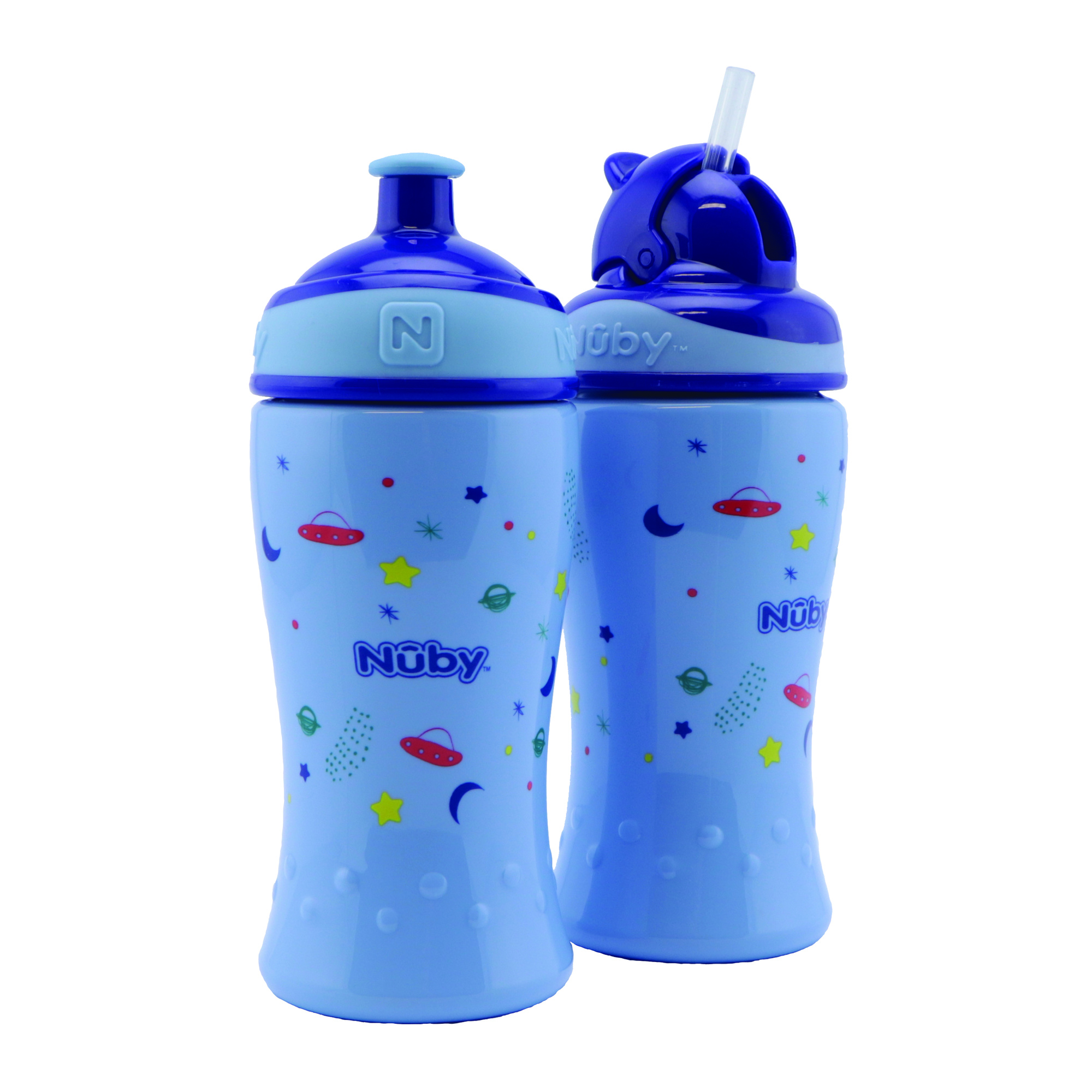 Nuby Flip-It Free Flow borracce bimbo azzurre 2x360 ml
