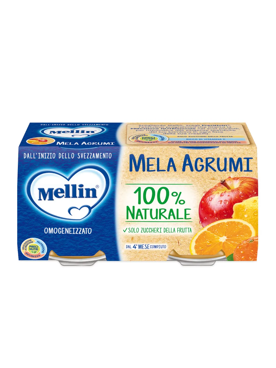 Mellin Mela Arancia omogeneizzato 2x100 g dal 4° mese
