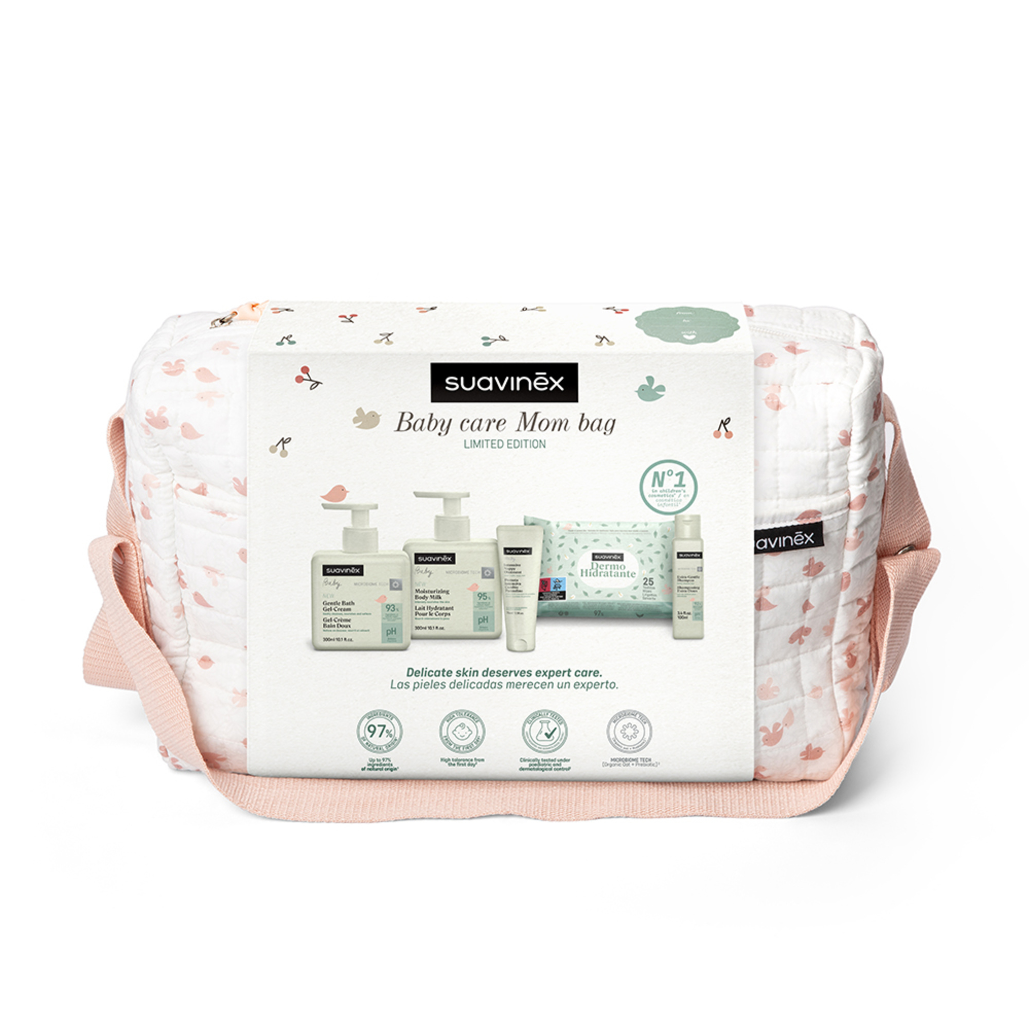 Suavinex Birdies Set Nascita Borsa Rosa 5 Pezzi