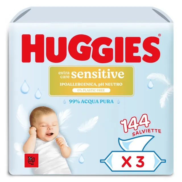Huggies Extra Care Sensitive salviette 3x48 senza profumo