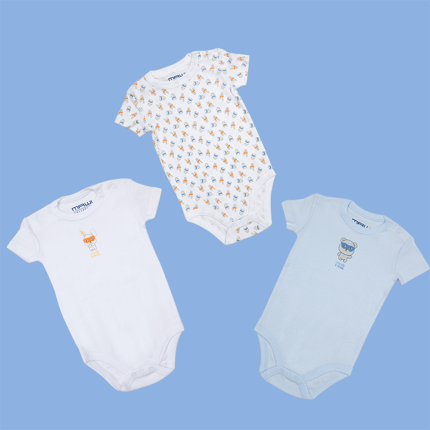 Mawi Little Hero Body Mezza Manica Costina 3 Pezzi