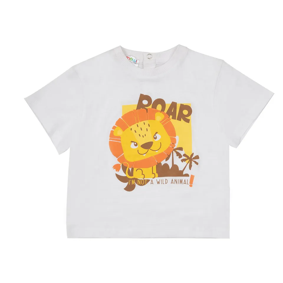 T-shirt jersey bimbo bianca leoncino girocollo