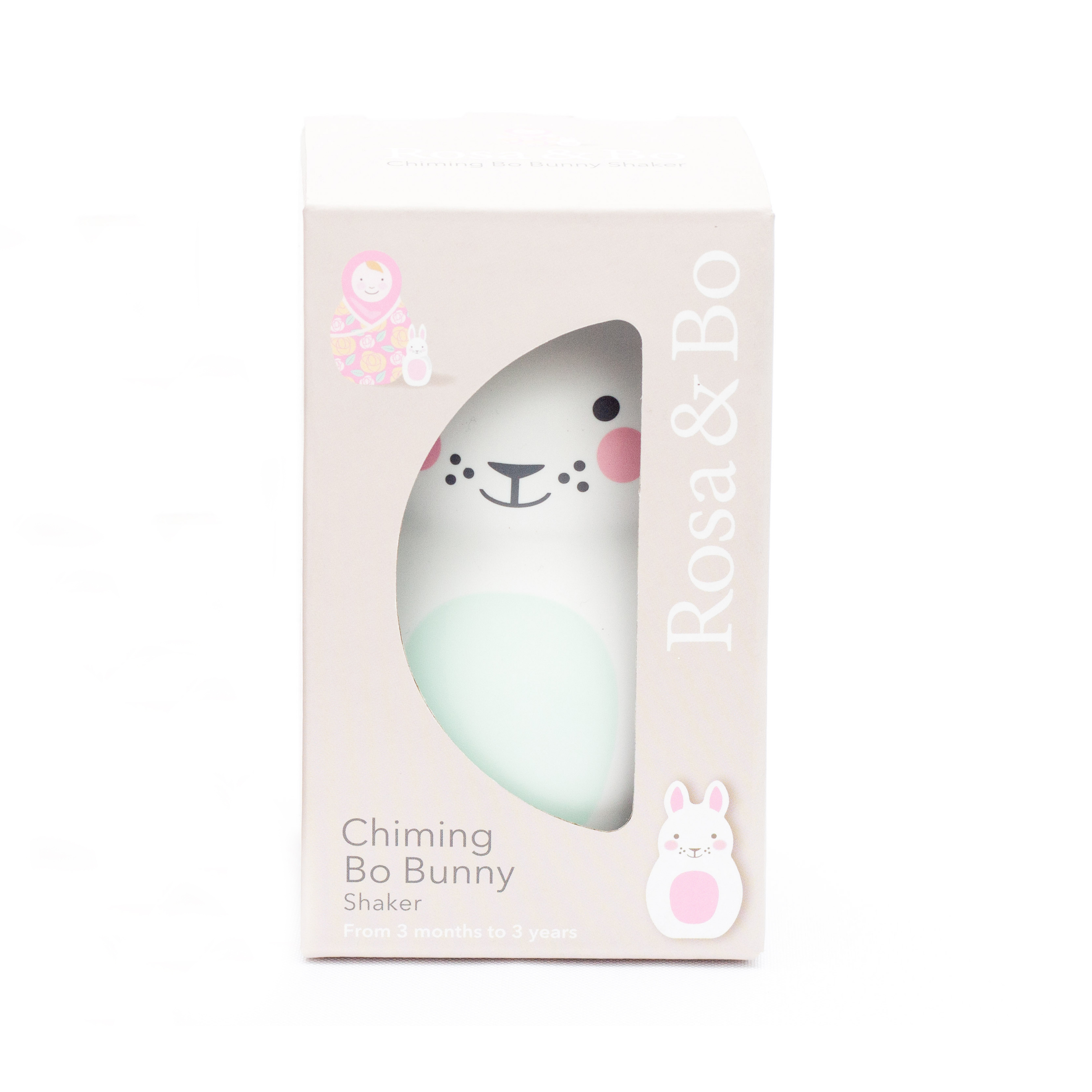 Rosa & Bo Bo Bunny menta sonaglio con sonaglino neonato primi mesi