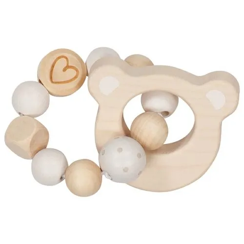 The Dida sonaglio elastico orsetto legno perline bianche