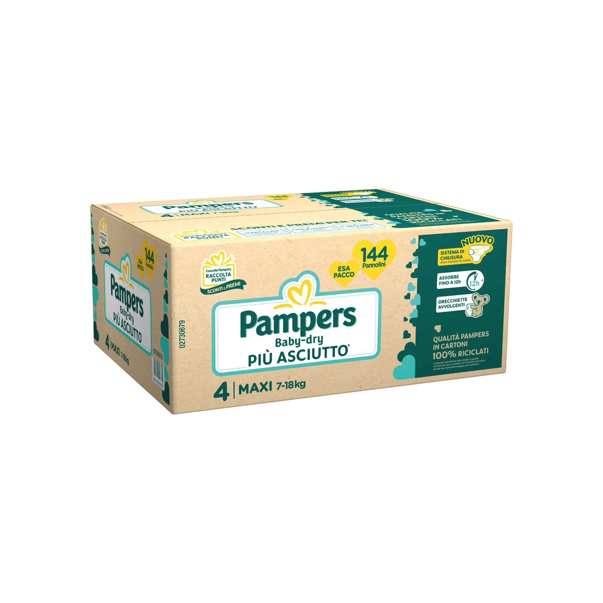 Pampers Baby-Dry taglia 4 pannolini 144 pz 7-18 kg