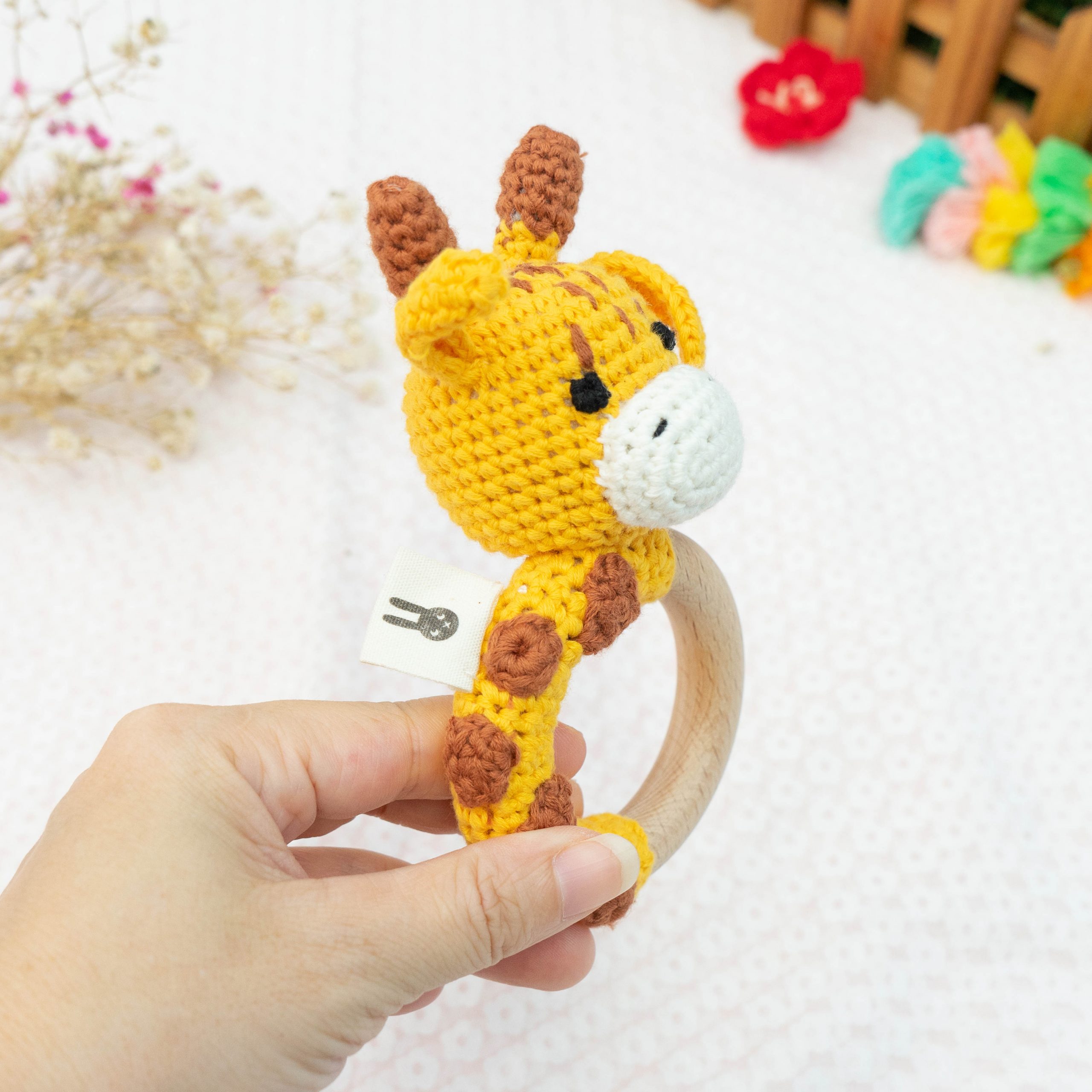 Piccoli Toys Elio sonaglio giraffa uncinetto cotone