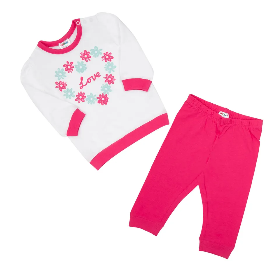 Toys Center Baby Love pigiama bimba 2 pezzi bianco fucsia