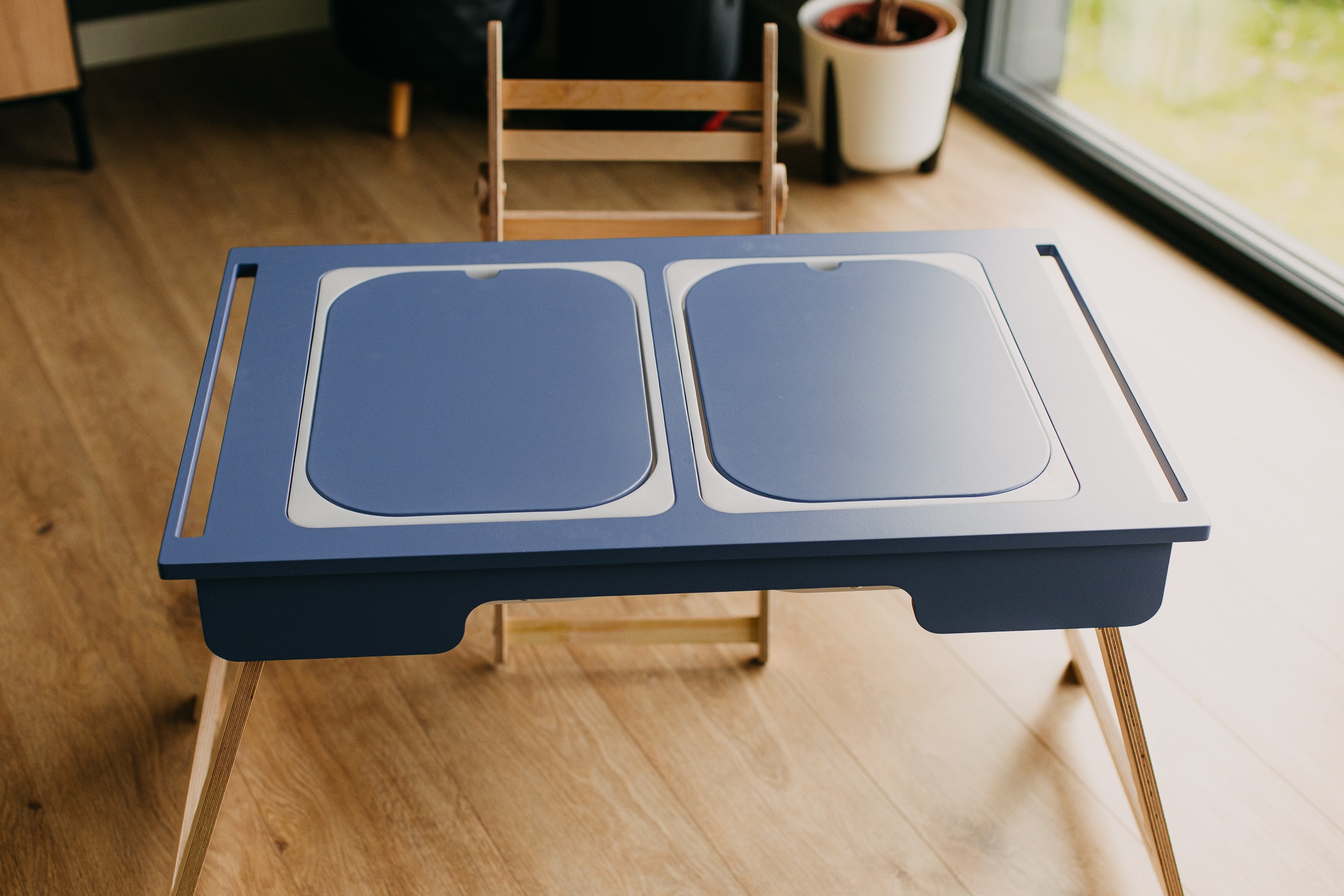 The Dida tavolo sensoriale legno 2 vaschette blu 18 mesi+