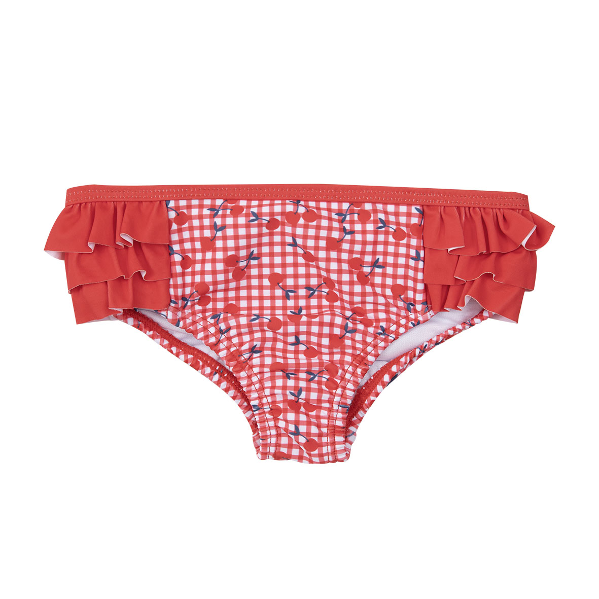 Costume slip bimba rosso ciliegie con frill