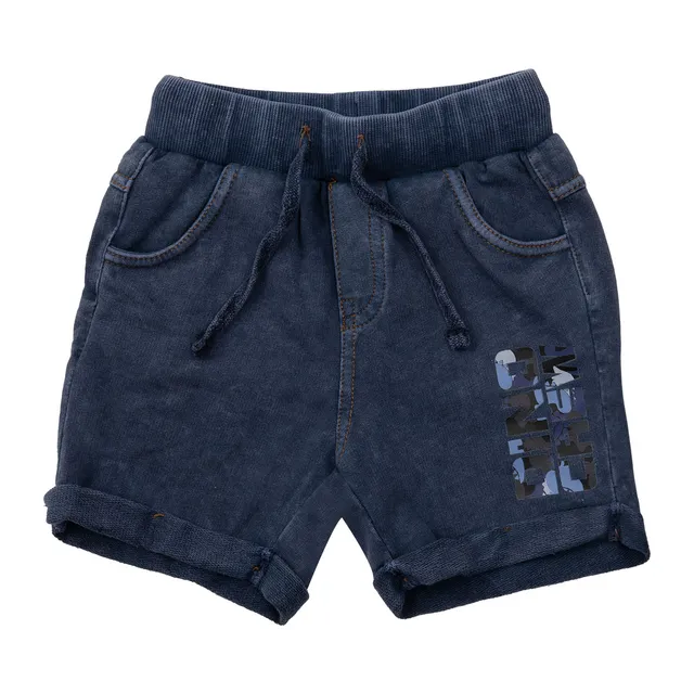 Short finto denim bimbo blu scuro con elastico in vita