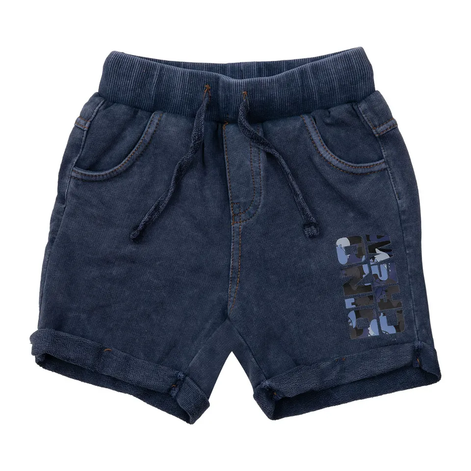 Short finto denim bimbo blu scuro con elastico in vita