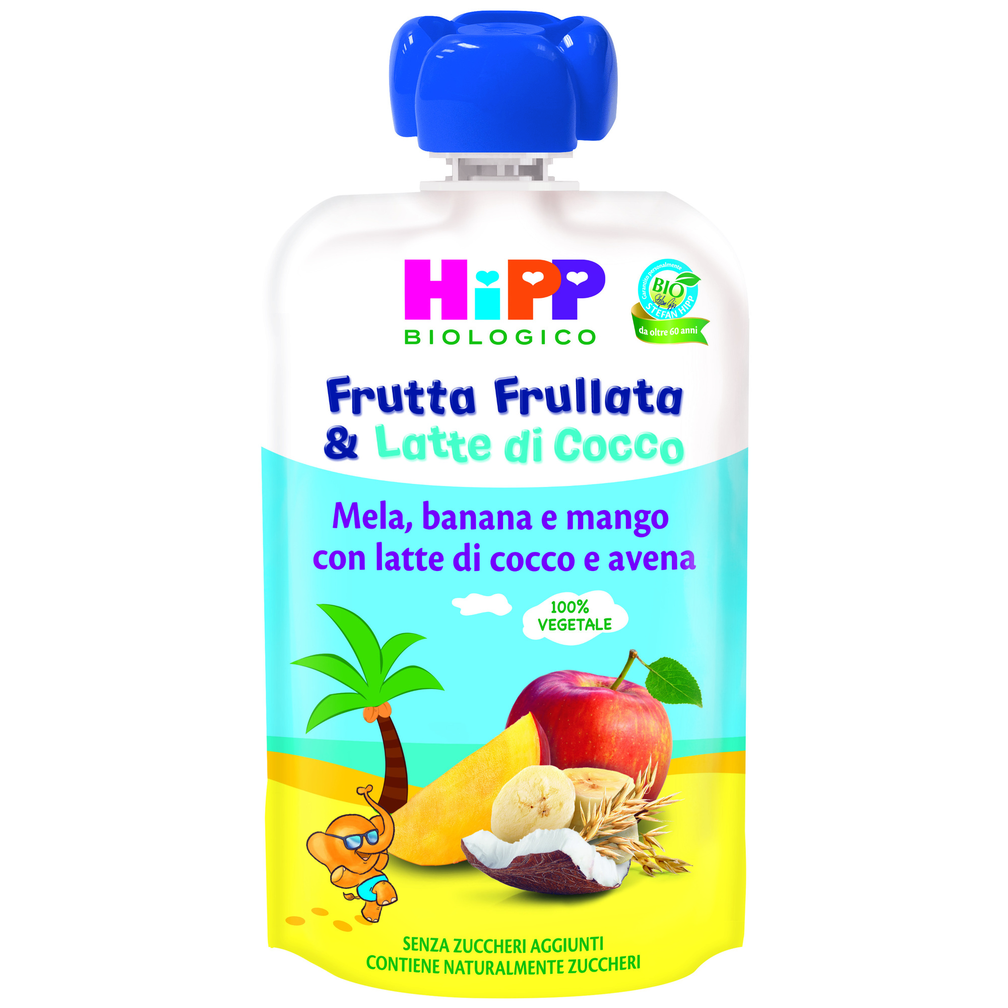 Purea frutta mela banana mango cocco avena 90g bio