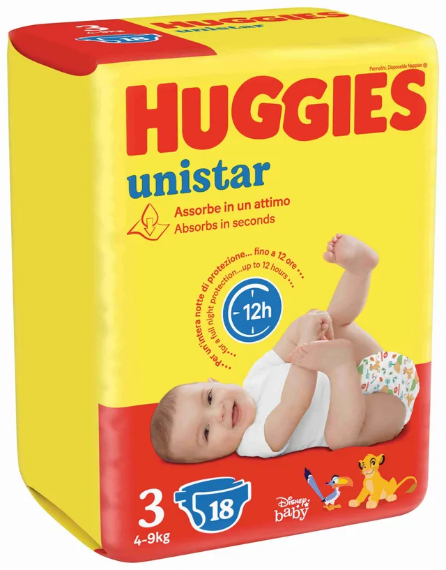 Huggies Unistar Taglia 3 Pannolini 18 Pezzi 12 Ore
