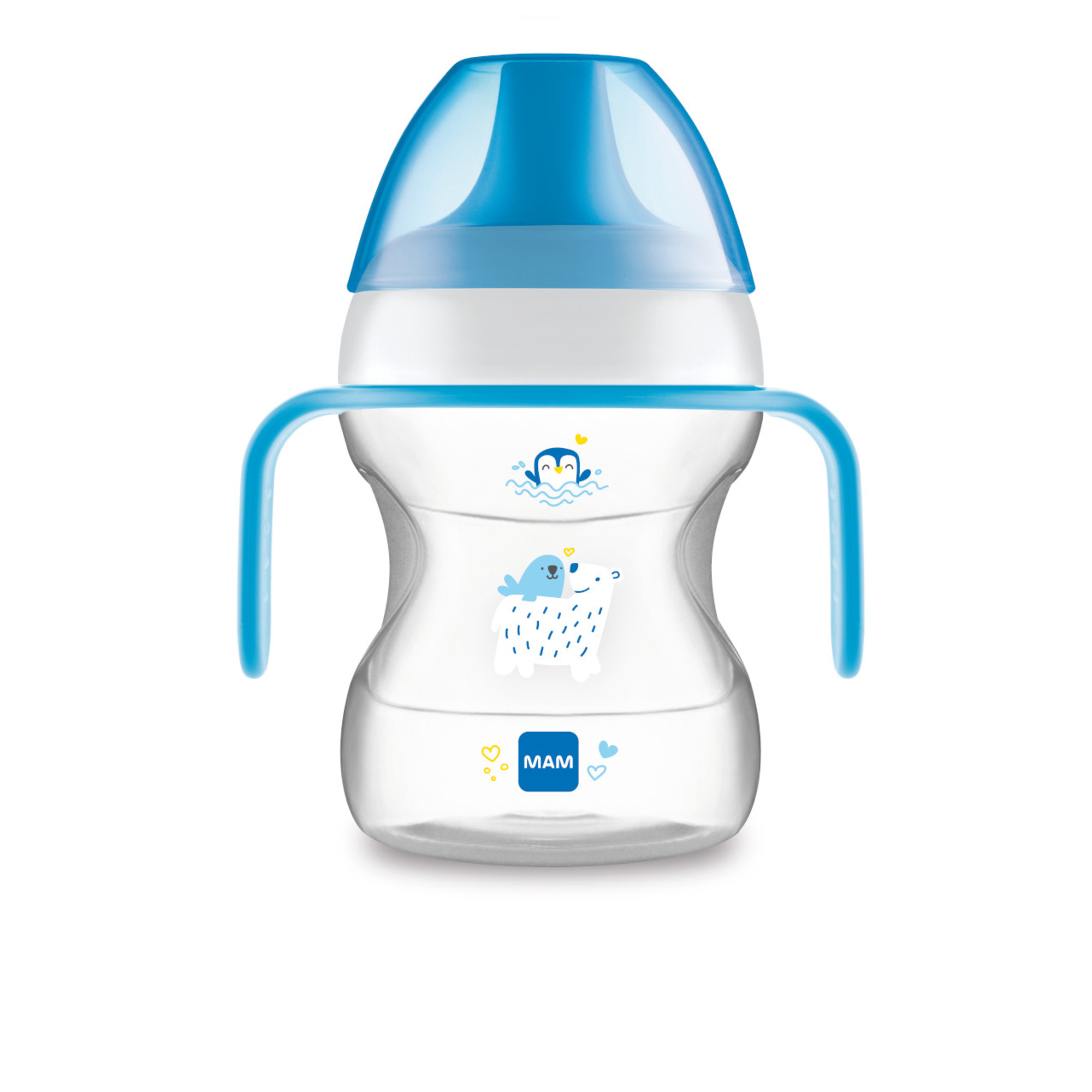 MAM Learn to Drink Cup tazza 190 ml azzurra 6+ mesi beccuccio morbido