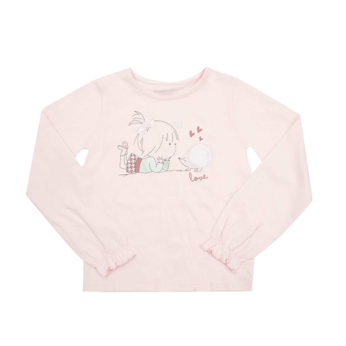 Maglia Jersey Bimba Rosa Chiaro Manica Lunga Stampa