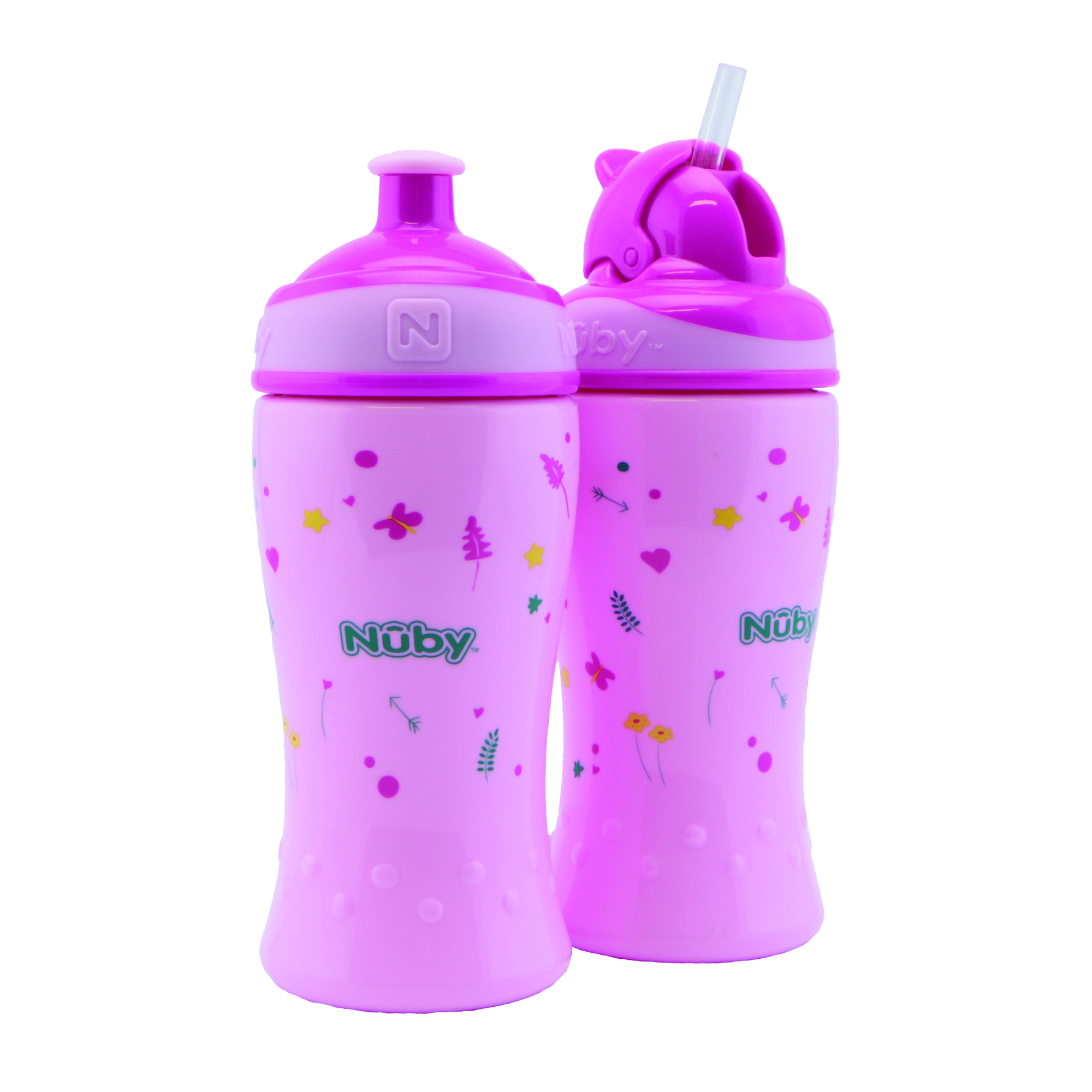 Nuby Flip-It Free Flow borraccia bimbi 2x360 ml rosa