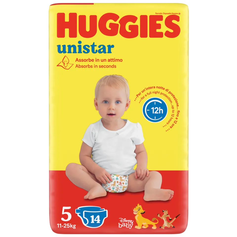 Huggies Unistar 5 Pannolini 11-25 kg 14 pz elasticizzati