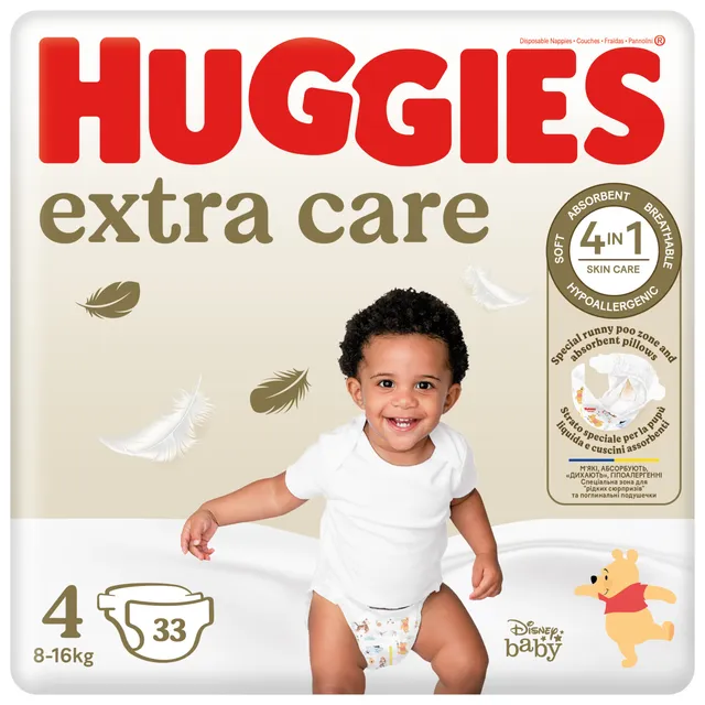 Huggies Extra Care Pannolini Taglia 4 8-16 Kg 33 Pezzi