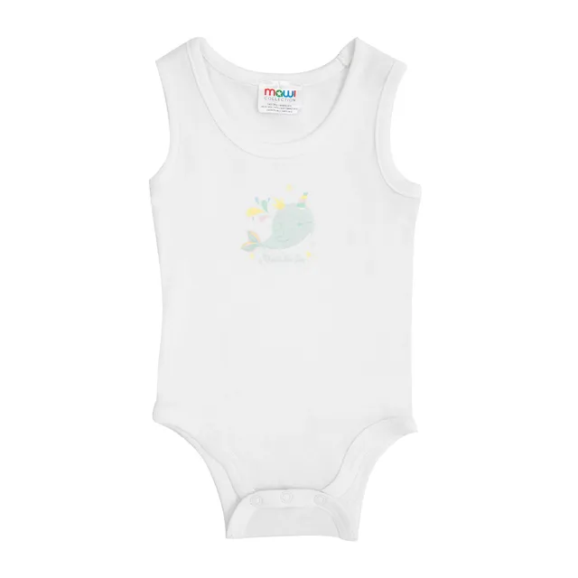 Body spalla larga neonata balena bianco girocollo