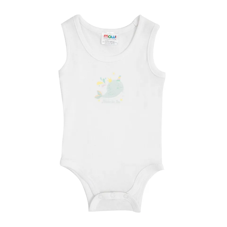 Body spalla larga neonata balena bianco girocollo
