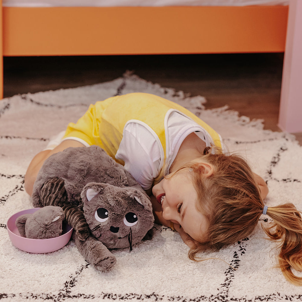 Les Deglingos Ptipotos peluche gatto Miaou grigio 32 cm