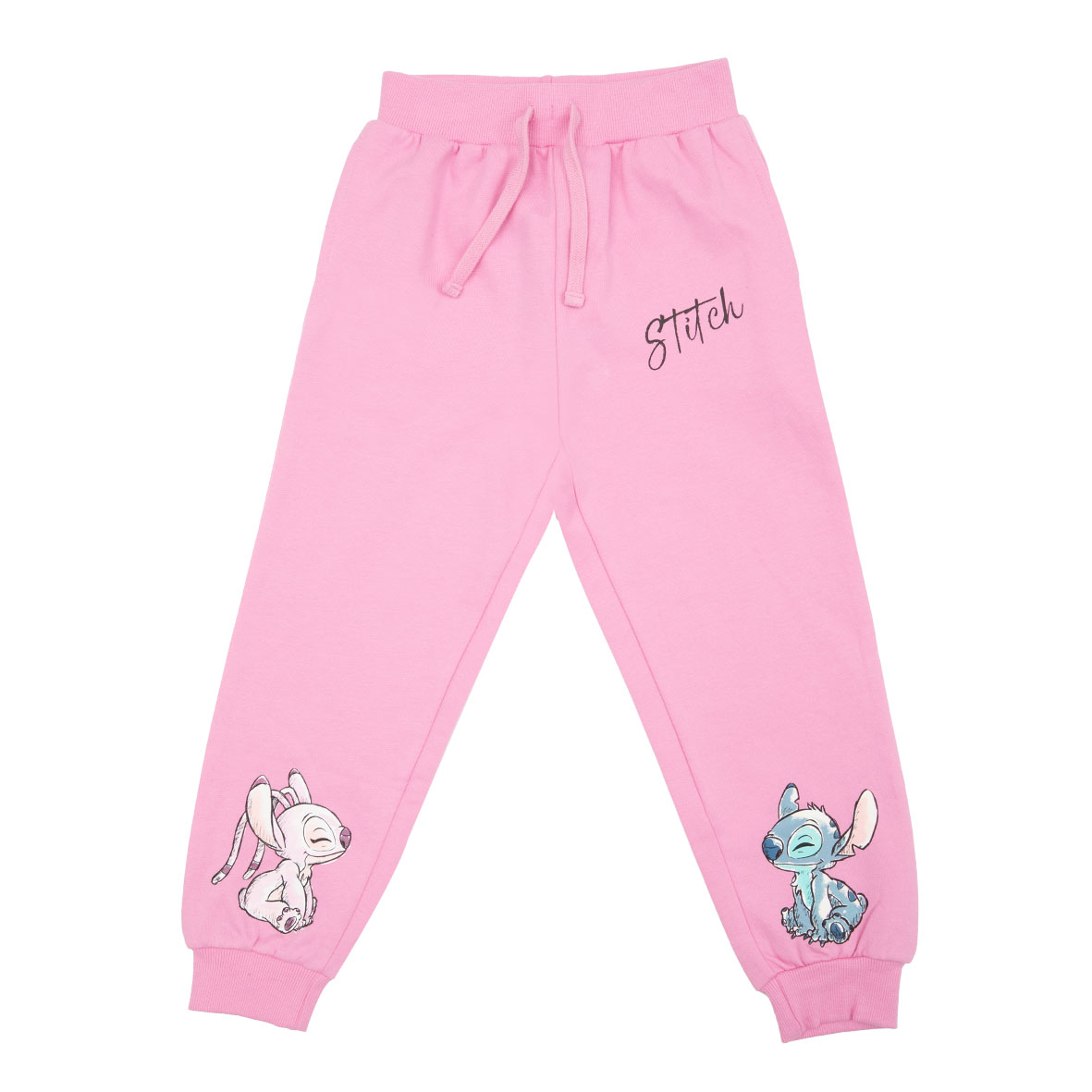 Pantalone Bimba Rosa in Cotone con Stitch ed Elastico